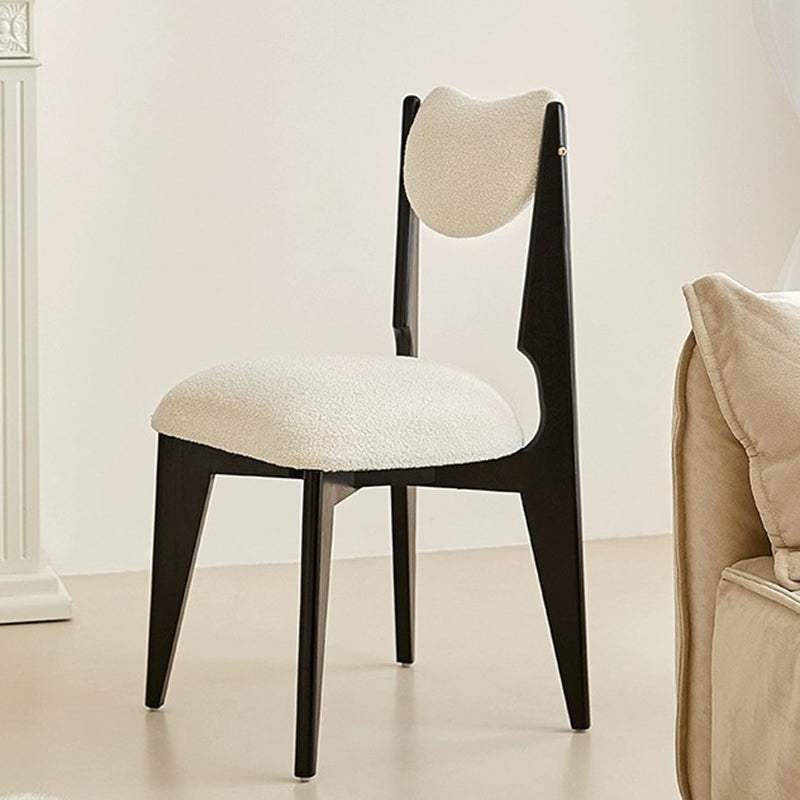 Contemporary Nordic Ash Wood Velvet Metal Sponge Square Crescent Dining Chair Backrest Armless For Dining Room