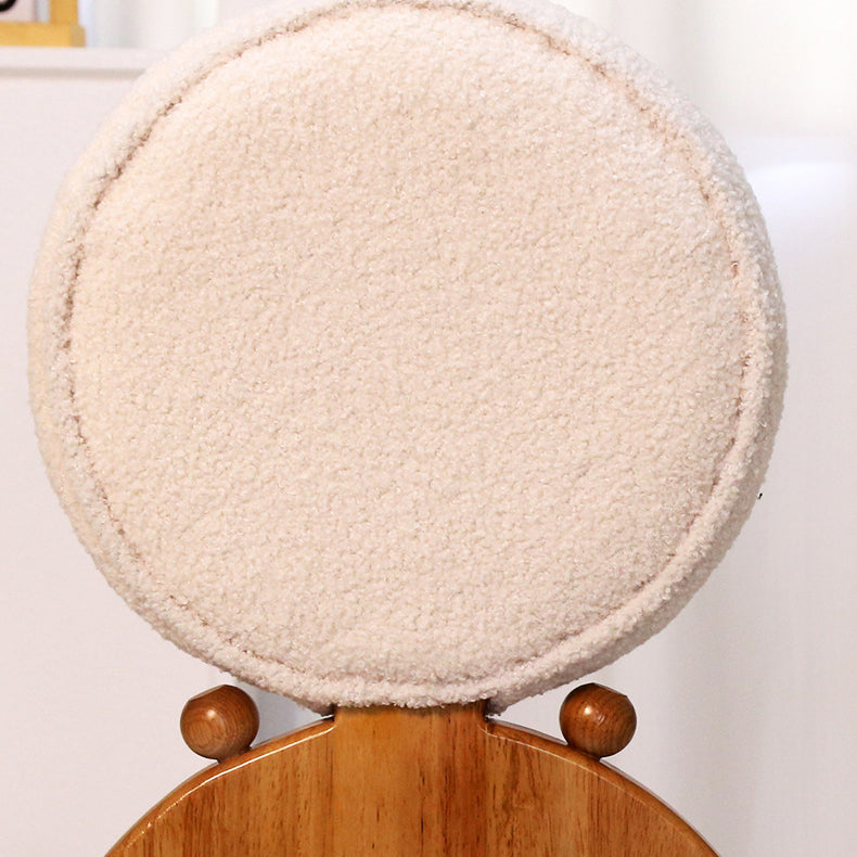 Contemporary Creative Round Mermaid Lambswool Fabric Wood Vanity Stool Backrest For Bedroom