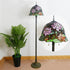 Traditional Tiffany Stained Glass Daisy Dragonfly Shade 2-Light Standing Floor Lamp For Bedroom