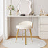 Modern Minimalist Round Cotton Linen Leather Iron Vanity Stool Low Backrest For Bedroom