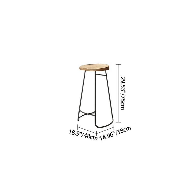 Contemporary Nordic Tsuga Chinensis Iron Round Bar Stool Backless Footrest For Dining Room