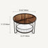 Modern Minimalist Round Tabletop Iron Tempered Glass Coffee Table 1-Shelf For Living Room