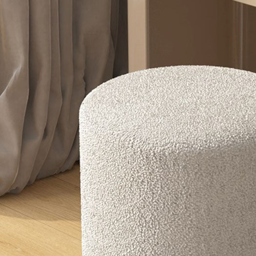 Modern Minimalist Cylinder Frame Lambswool Solid Wood Vanity Stool For Bedroom