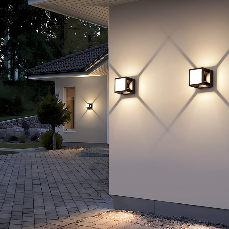 Contemporary Simplicity ABS Square LED Solar Waterproof Outdoor Wall Sconce Lamp For Garden