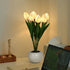 Modern Art Deco PU Ceramic Tulip Simulated Flower LED Table Lamp For Bedside