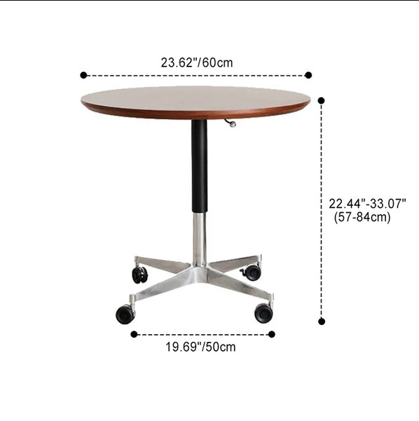 Contemporary Simplicity MDF Round Coffee Table Height Adjustable Tilt Caster For Living Room