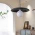 Traditional Japanese Wooden Flying Saucer Shape Hardware 1-Light Pendant Light For Living Room