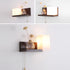 Modern Minimalist Rectangular Square Shelf Wood Glass 1-Light Wall Sconce Lamp For Bedroom