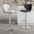 Modern Minimalist Curve Triangle Round Napa Leather Metal Bar Stool Backrest Armless For Dining Room