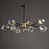 Contemporary Scandinavian Branch Irregular Crystal Copper 6/9/12/15/18 Light Chandelier For Living Room