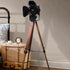 Traditional Vintage Tripod Camera Wooden Iron ABS 1-Light Standing Floor Lamp For Living Room