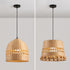 Traditional Chinese Round Dome Bamboo Weaving Hollow 1-Light Pendant Light For Living Room