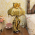 Traditional Vintage Peacock Flower Pattern Resin Fabric 1-Light Table Lamp For Bedroom