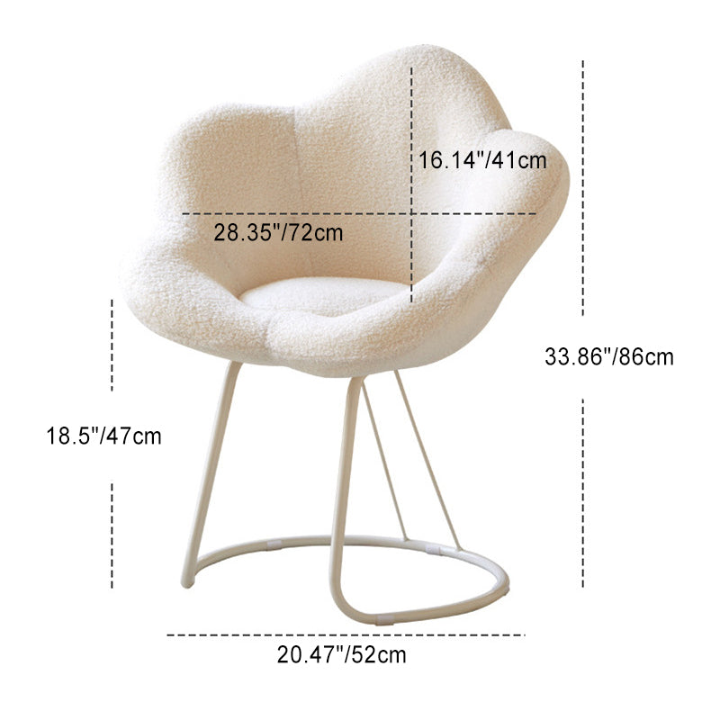 Contemporary Creative Round Flower Lambswool Fabric Metal Vanity Stool Backrest For Bedroom