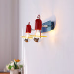 Contemporary Creative Childlike Colorful Geometric Iron 2-Light Mirror Front Wall Sconce Lamp For Bedroom