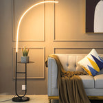 Contemporary Simplicity Arc Aluminum Strip With Marble Iron Pallet LED Standing Floor Lamp For Living Room