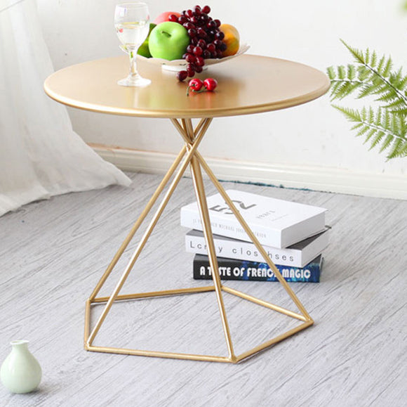 Contemporary Luxury Metal Geometric Pentagram Base End Table For Living Room