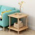 Traditional Japanese Square Solid Wood End Table 2-Tier For Living Room