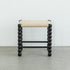 Traditional Chinese Rectangular Woven Seat Gourd Wooden Legs Footstool For Living Room