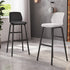 Contemporary Nordic Square Leather Upholstered Iron Bar Stool Plastic Backrest Footrest For Dining Room