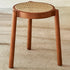 Traditional Japanese Round Rattan Weaving Solid Wood Frame Stackable Low Stool For Living Room