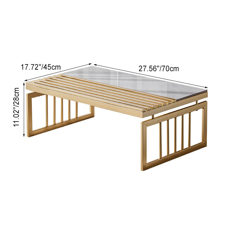 Traditional Japanese Rectangle Sintered Stone Top Metal Frame Coffee Table For Living Room