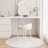 Modern Minimalist Round Cotton Linen Leather Iron Vanity Stool Low Backrest For Bedroom