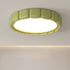 Contemporary Scandinavian Macaron Fiberglass Iron Round LED Flush Mount Ceiling Light For Bedroom