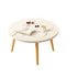 Modern Minimalist Round Marble Veneer Wood End Table 1-Tier For Living Room