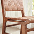 Contemporary Scandinavian Square Woven Wood Saddle Leather Dining Chair Backrest For Dining Room