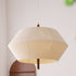 Traditional Vintage Hemp Rope Weaving Round Shade Wood 3-Light Chandelier For Living Room