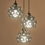 Contemporary Nordic Round Dome Lace Iron Crystal 1/3 Light Island Light Chandelier For Dining Room