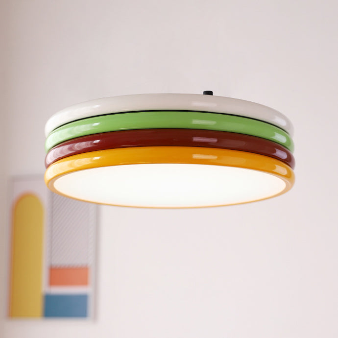 Contemporary Scandinavian Macron Iron Disc Splicing LED Flush Mount Ceiling Light For Bedroom