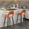 Modern Minimalist Square Wave Backrest Leather Carbon Steel Bar Stool Armrest For Dining Room