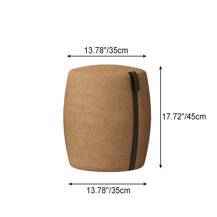 Contemporary Nordic Fabric Wood Sponge Cylinder Round Vanity Stool Backless For Bedroom