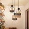 Traditional Vintage Iron Cage Design Glass 1-Light Pendant Light For Living Room