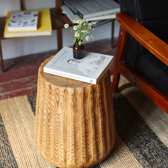 Modern Minimalist Column Magnesium Oxide End Table 1-Tier For Living Room