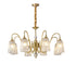 Traditional French Full Copper Frame Water-ripple Glass Cup Shade 5/6/8/10-Light Chandelier For Living Room