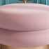 Contemporary Creative Round Fabric Iron Vanity Stool Backrest Armless For Bedroom