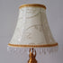 Traditional French Fabric Metal Flower Cylinder Fringe Bead 1-Light Table Lamp For Bedroom