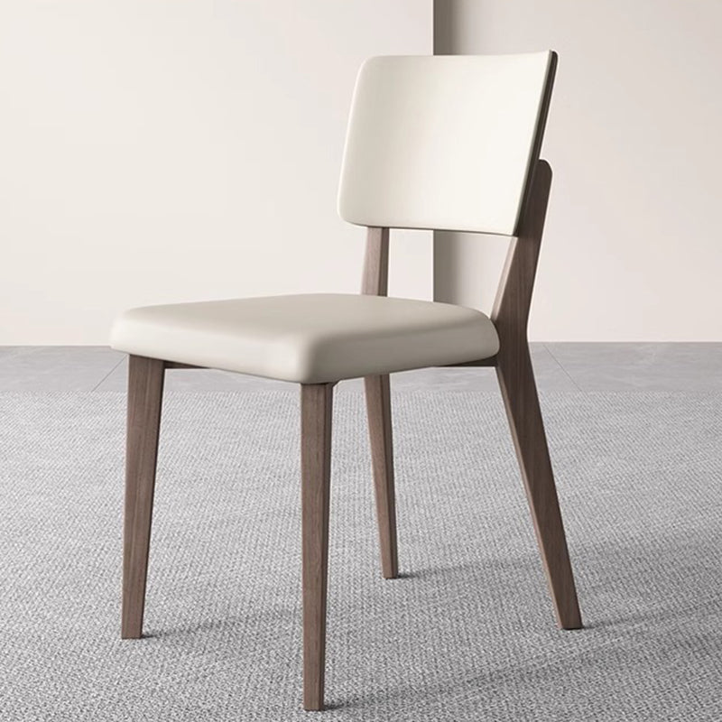 Contemporary Nordic Square Leather Solid Wood Frame Dining Chair Backrest For Dining Room