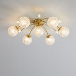Modern Luxury Branch Orb Star Full Copper Glass 9/13/17 Light Semi-Flush Mount Ceiling Light For Living Room