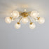 Modern Luxury Branch Orb Star Full Copper Glass 9/13/17 Light Semi-Flush Mount Ceiling Light For Living Room
