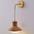 Traditional Japanese Round Mushroom Shape Wood 1-Light Wall Sconce Lamp For Bedroom