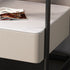 Modern Minimalist Lock Rectangular Tempered Glass Iron Nightstand 1-Drawer For Bedroom