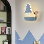 Contemporary Creative Cartoon Little Elephant Tree Acrylic Hardware LED Kids Wall Sconce Lamp For Bedroom