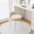 Modern Minimalist Round Cotton Linen Leather Iron Vanity Stool Low Backrest For Bedroom