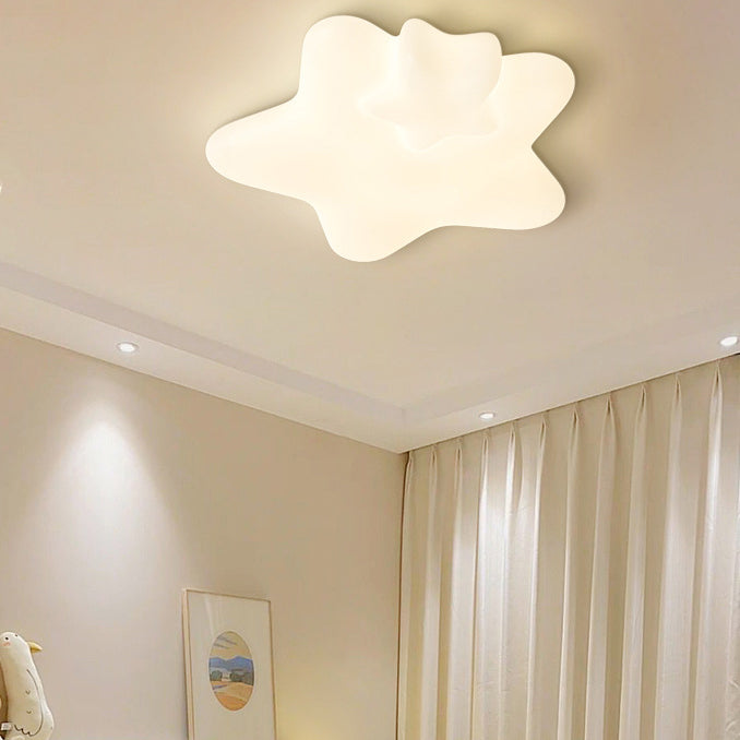 Contemporary Creative Kids Star Moon Iron PE LED Flush Mount Ceiling Light For Bedroom