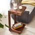 Modern Minimalist Rectangular Wood Side Table 2-Tier For Living Room