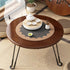 Modern Minimalist Round Wood Iron Coffee Table Foldable For Living Room